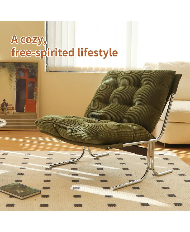 Streamdale Furniture Modern Green Accent Chair with Metal Frame
