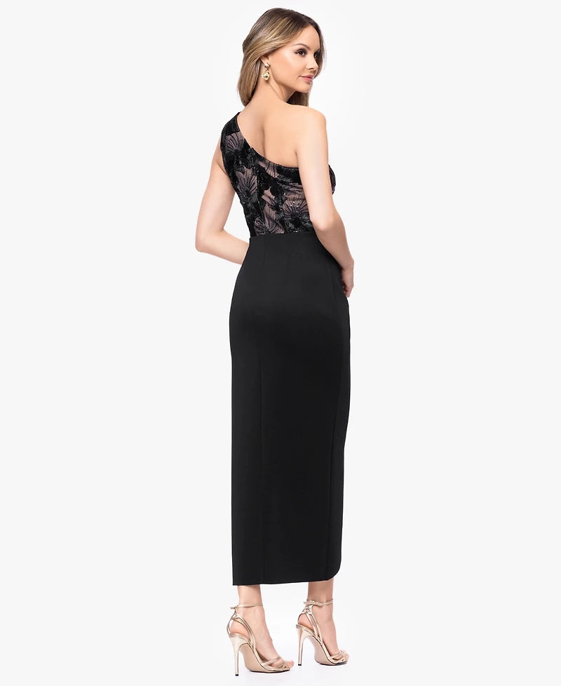 Betsy & Adam Women's One-Shoulder Midi Dress