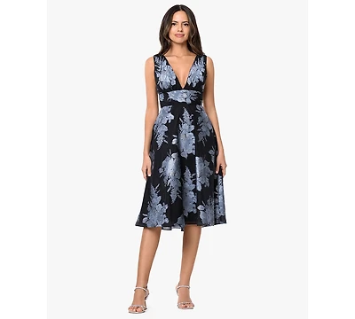 Betsy & Adam Women's V-Neck Brocade Dress