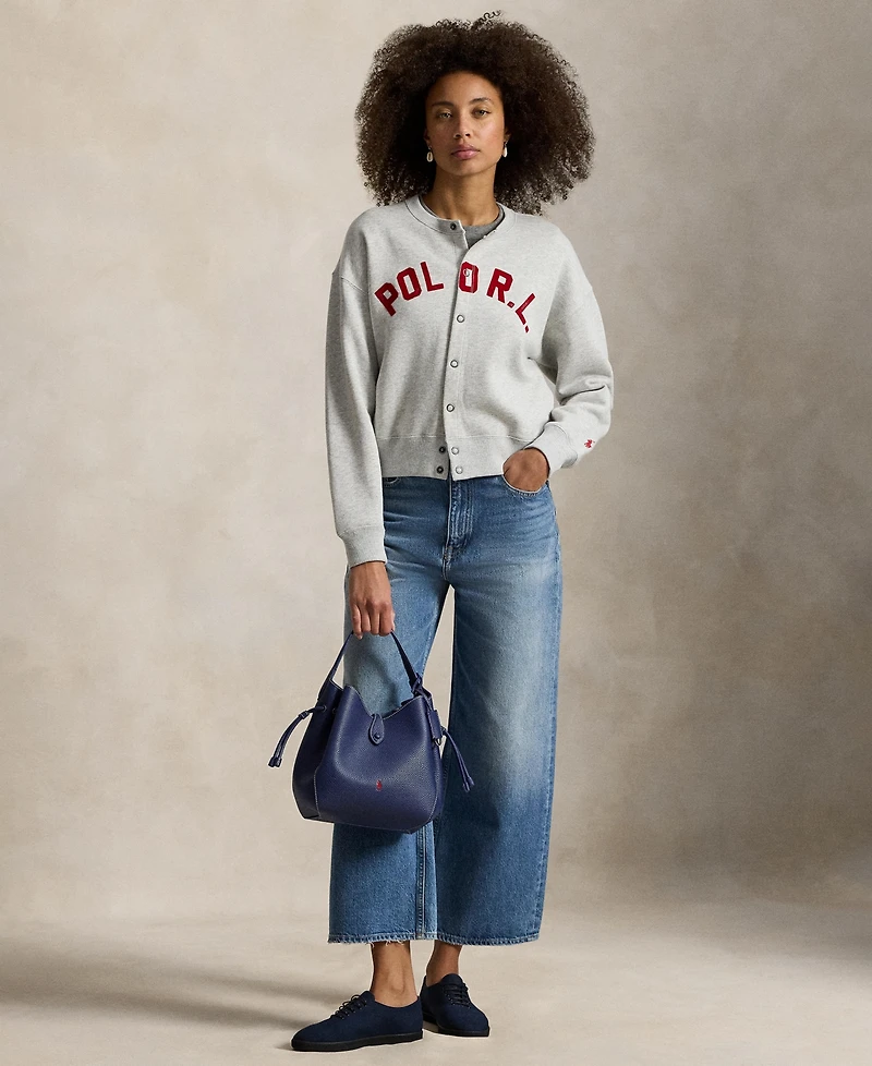 Polo Ralph Lauren Women's Crewneck Logo Fleece Cardigan Sweater