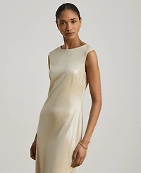 Lauren Ralph Metallic Jersey Boatneck Gown
