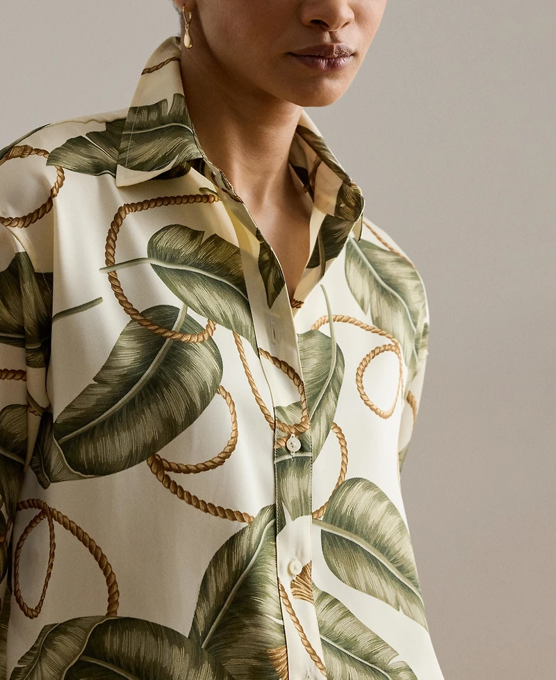 Lauren Ralph Women's Point Collar Rope-Print Twill Shirt
