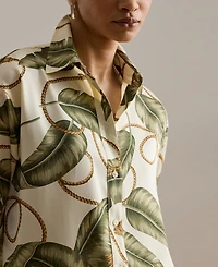 Lauren Ralph Women's Point Collar Rope-Print Twill Shirt