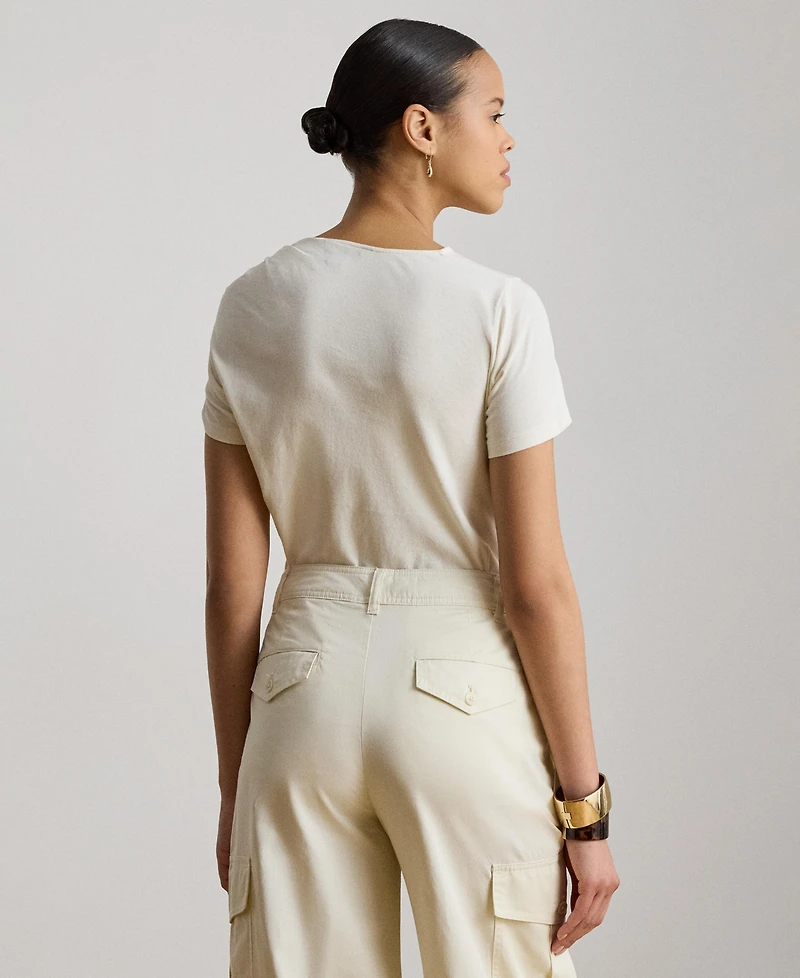 Lauren Ralph Women's Straight-Fit Twist-Neck T-Shirt