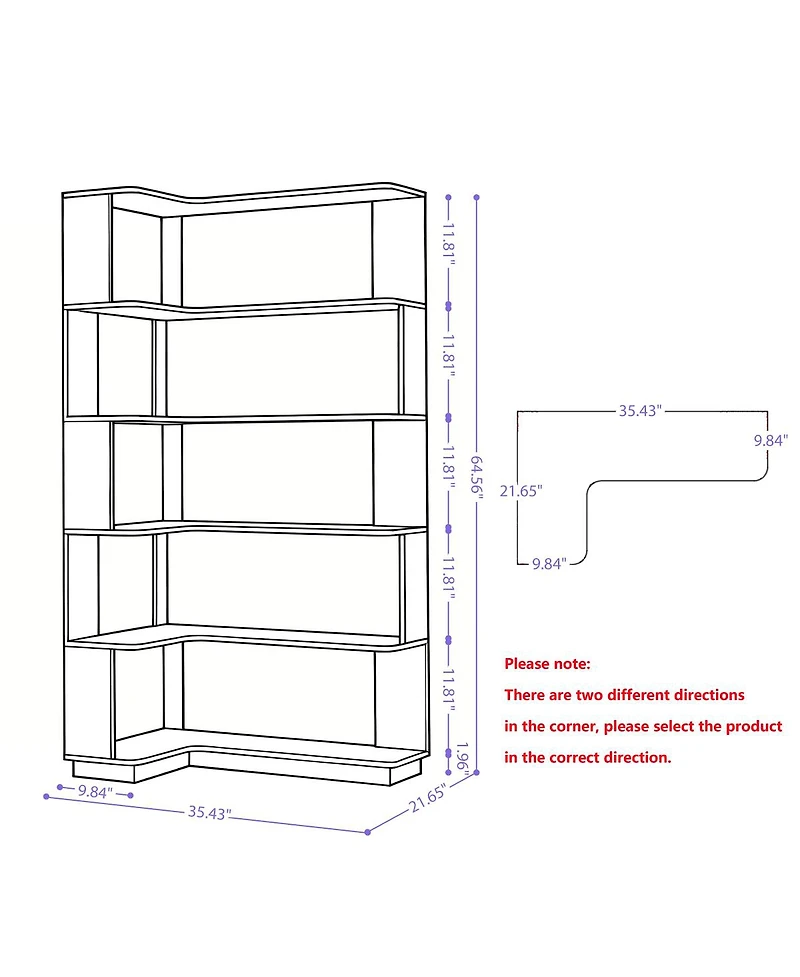 Streamdale Furniture 90cm Corner Bookshelf + 80cm Extendable Bookcase Set