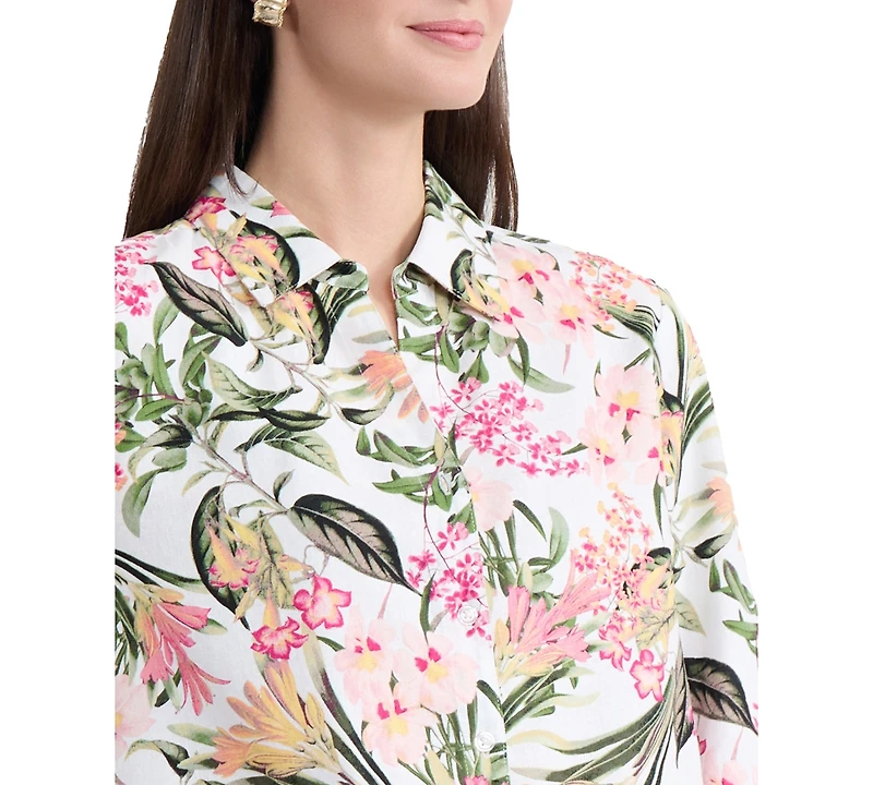 Jones New York Women's Printed Button-Front Long-Sleeve Shirt