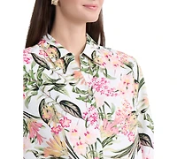 Jones New York Women's Printed Button-Front Long-Sleeve Shirt