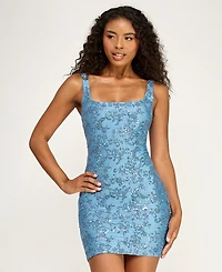 Seni & Cade Women's Sequin Corded Square Neck Mini Dress