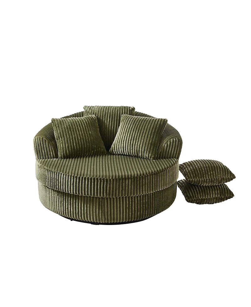 Streamdale Furniture Swivel Corduroy Sofa Chair with 5 Pillows