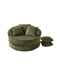 Streamdale Furniture Swivel Corduroy Sofa Chair with 5 Pillows