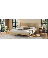 Streamdale Furniture Wood Platform Bed with Gourd Headboard, Retro Style