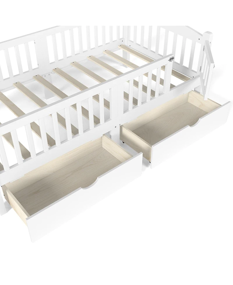 Streamdale Furniture Kids Platform Bed with Storage and Guardrails