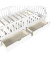 Streamdale Furniture Kids Platform Bed with Storage and Guardrails