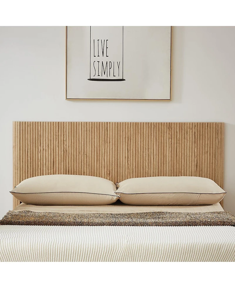 Streamdale Furniture King Size Wooden corrugated curved lines, No Box Spring Needed