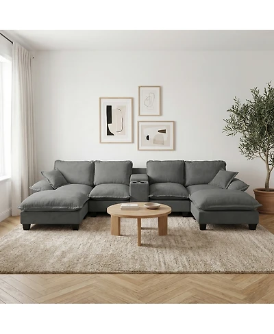 Streamdale Furniture Modular U-Shape Cloud Couch with Storage and Usb