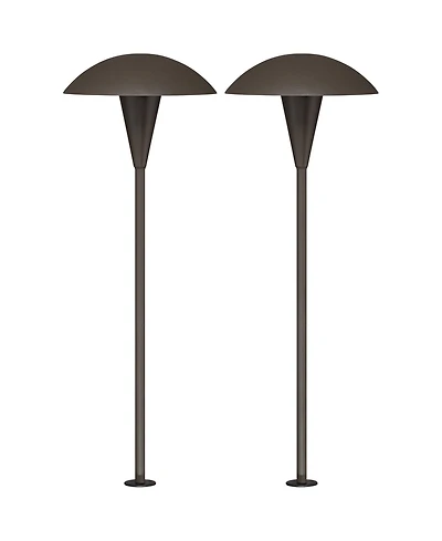 John Timberland Grant High Mid Century Modern Outdoor Landscape Mushroom Path Lights Porch Set of 2 Led Bulb Bronze Finish