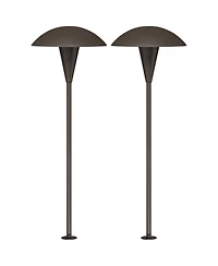 John Timberland Grant High Mid Century Modern Outdoor Landscape Mushroom Path Lights Porch Set of 2 Led Bulb Bronze Finish