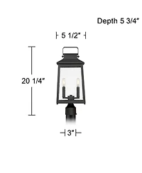 John Timberland Jubliee 20 High Modern Outdoor Post Light Fixture Pole Porch House 2-Light Metal Clear Glass Shade