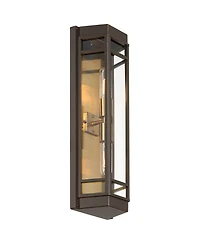 John Timberland Catie High Modern 2-Light Outdoor Wall Light Fixture Mount Porch House Set of 2 Sand Bronze and Brass Finish