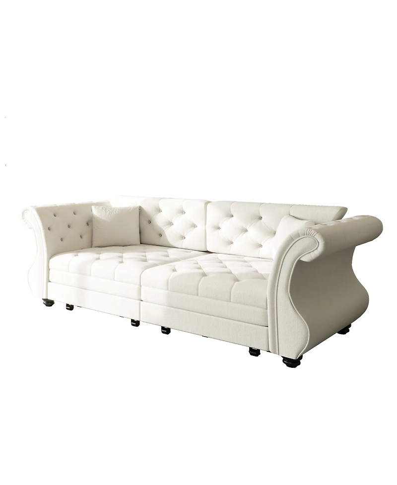 Streamdale Furniture Oversized Chesterfield Pull Out Sofa Bed, Velvet Couch