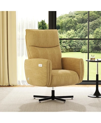 Streamdale Furniture Electric Swivel Recliner Usb ,Type-c, Velvet Accent Chair