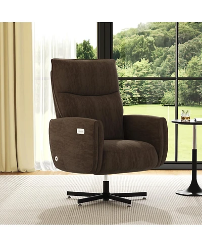 Streamdale Furniture Electric Swivel Recliner w/ Usb/Type-c, Velvet Accent Chair