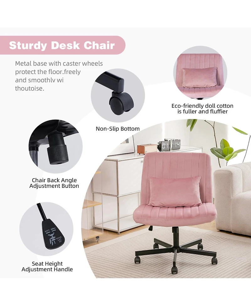 Streamdale Furniture Velvet Criss Cross Armless Office Chair