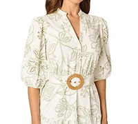 Adrianna Women's Puff-Sleeve V-Neck Dress