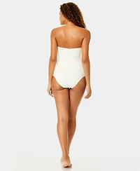 Anne Cole Women's Belted Bandeau Neck Strapless One-Piece Swimsuit