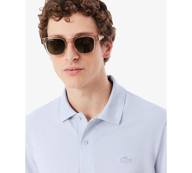 Lacoste Men's Slim-Fit Jacquard Branded Pique Polo Shirt
