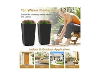 Lucky One Outdoor Wicker Planter Set of 2 with Drainage Hole, Tall Flower Pots