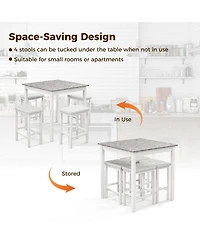 Gouun 5-Piece Counter-Height Bar Table Set with 4 Padded Stools