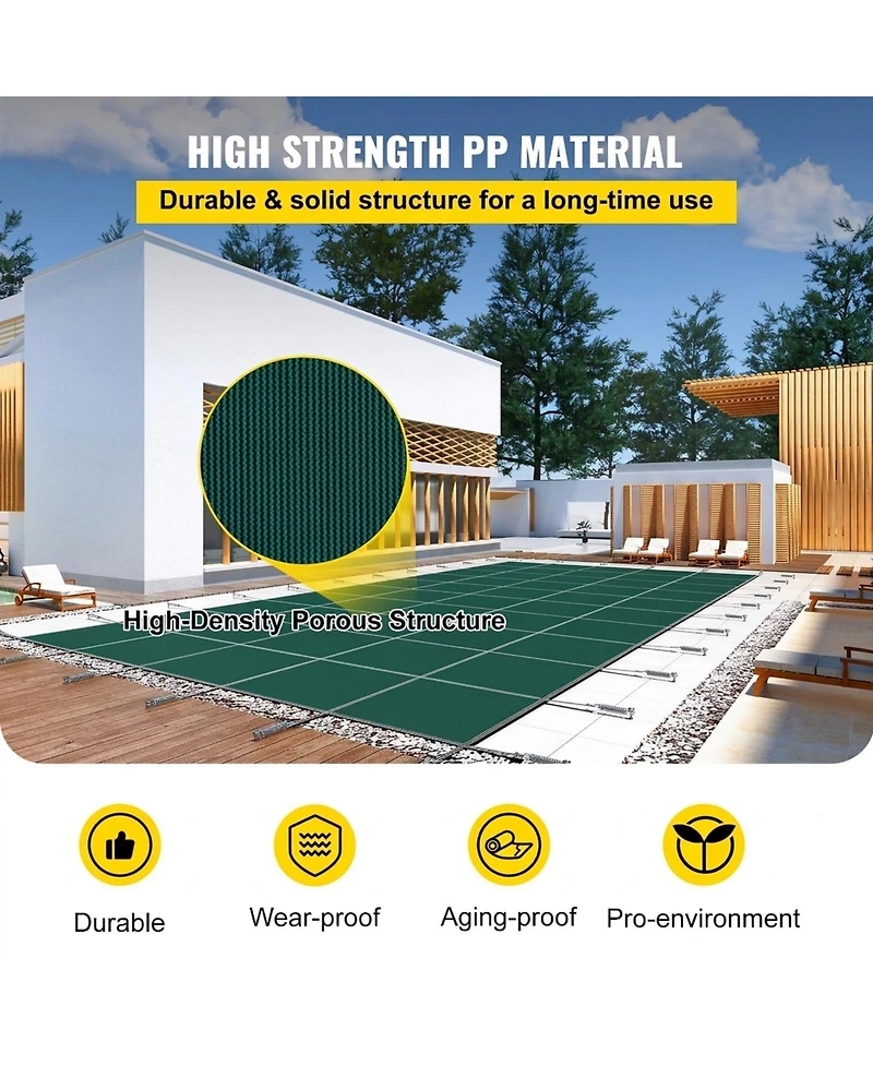 Sugift 16x40ft Pool Safety Cover Mesh with Drainage Holes Winter Cover