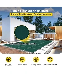 Sugift 16x40ft Pool Safety Cover Mesh with Drainage Holes Winter Cover