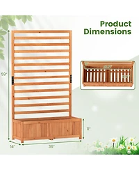 Gymax Wooden Raised Garden Bed with Vertical Trellis Liner Drainage