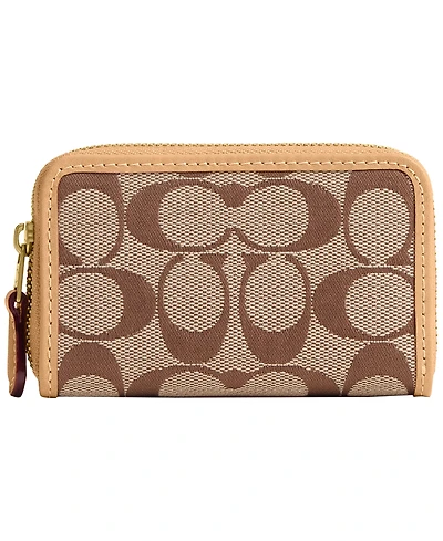 Coach Signature Jacquard Essential Small Zip Around Card Case