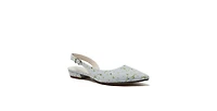 Lands' End Women's Floral Linen Slingback Low Heels