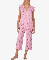 Ellen Tracy Women's Scoop Neck Top & Cropped Pajama Pants, 2-Piece Set