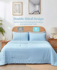 Unikome Seersucker Cooling Reversible Blanket, Full/Queen