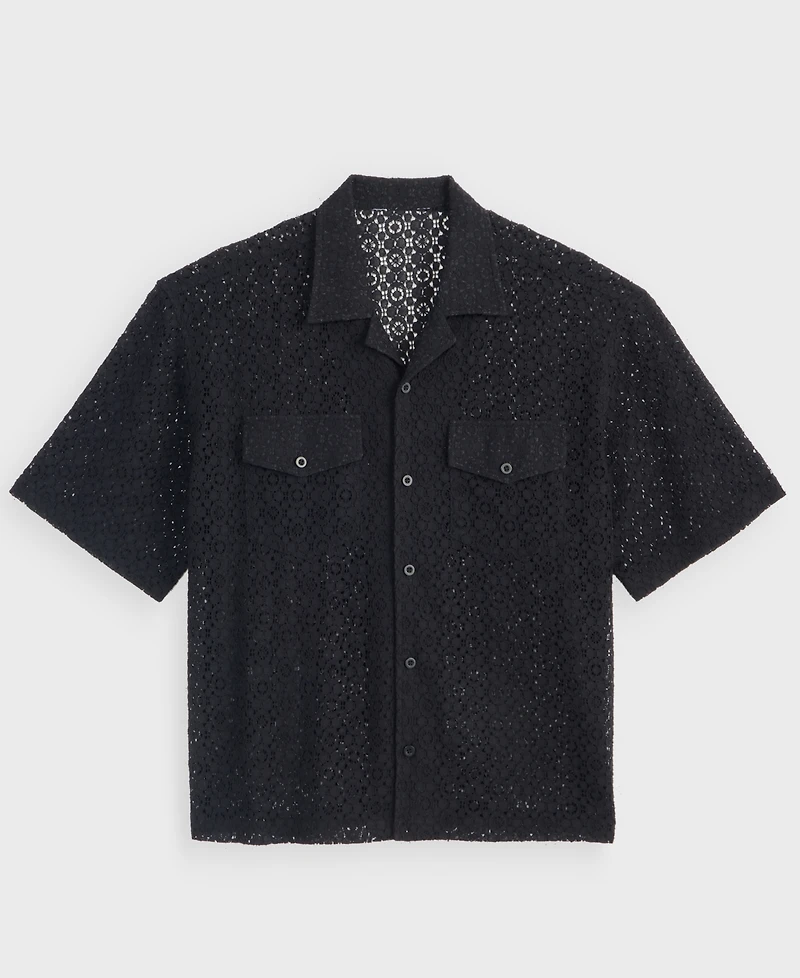 Mode of One Men's Floral Lace Relaxed-Fit Camp Shirt, Macy's Exclusive