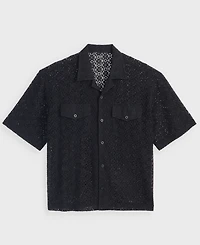 Mode of One Men's Floral Lace Relaxed-Fit Camp Shirt, Macy's Exclusive