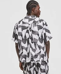 Mode of One Men's Groove Palm Relaxed-Fit Camp Shirt, Macy's Exclusive