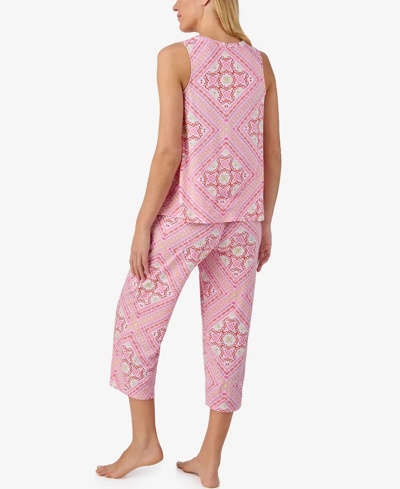 Ellen Tracy Women's Sleeveless Top & Cropped Pajama Pants, 2-Piece Set