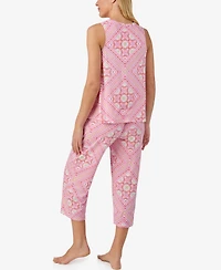 Ellen Tracy Women's Sleeveless Top & Cropped Pajama Pants, 2-Piece Set