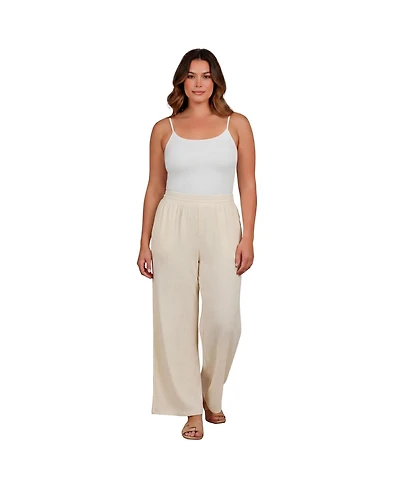 Avenue Women's Knit Gauze Smocked Wide-Leg Pants