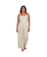 Avenue Women's Knit Gauze Smocked Wide-Leg Pants