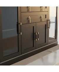 Yigii Small Buffet Cabinet Glass Doors Coffee Bar Storage Modern Sideboard Adjustable Shelf Drawer Kitchen Dining Room