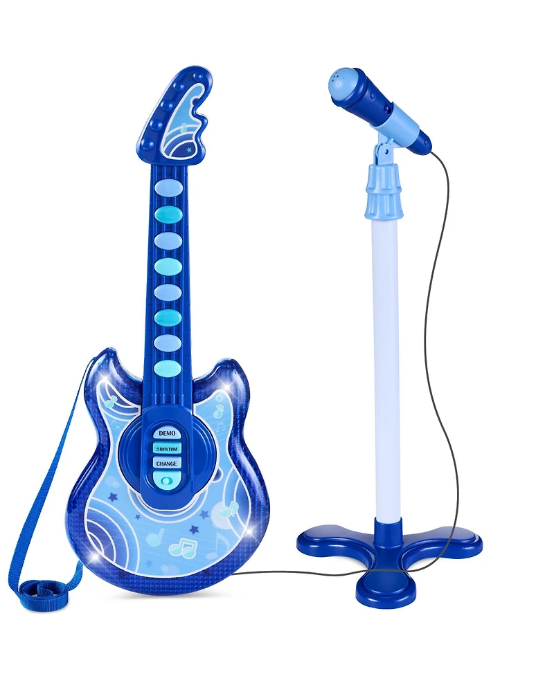 Best Choice Products 19in Kids Flash Guitar, Pretend Play Musical Instrument Toy for Toddlers w/ Mic