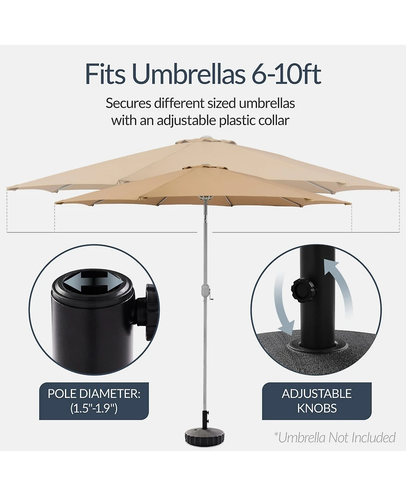 Best Choice Products Fillable Plastic Patio Umbrella Base Stand, Pole Holder w/ Adjustment Knob, Fluted Style - Black
