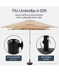 Best Choice Products Fillable Plastic Patio Umbrella Base Stand, Pole Holder w/ Adjustment Knob, Fluted Style - Black
